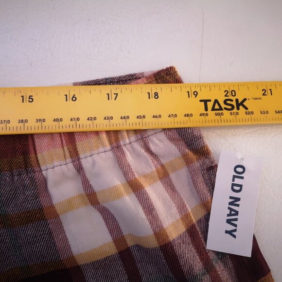 NWT Old Navy Men's Burgundy Tan Gold Plaid Flannel Joggers - Picture 8 of 10